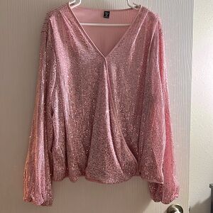 Latern Sleeve Sequins Blouse